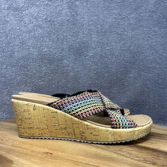 Skechers Cali Luxe-Foam Beverlee Delighted Rainbow Sandals Wedge Women's Size 8 - Picture 1 of 8